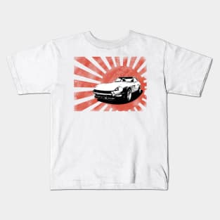 A Datsun 240Z on a weathered rising sun Kids T-Shirt